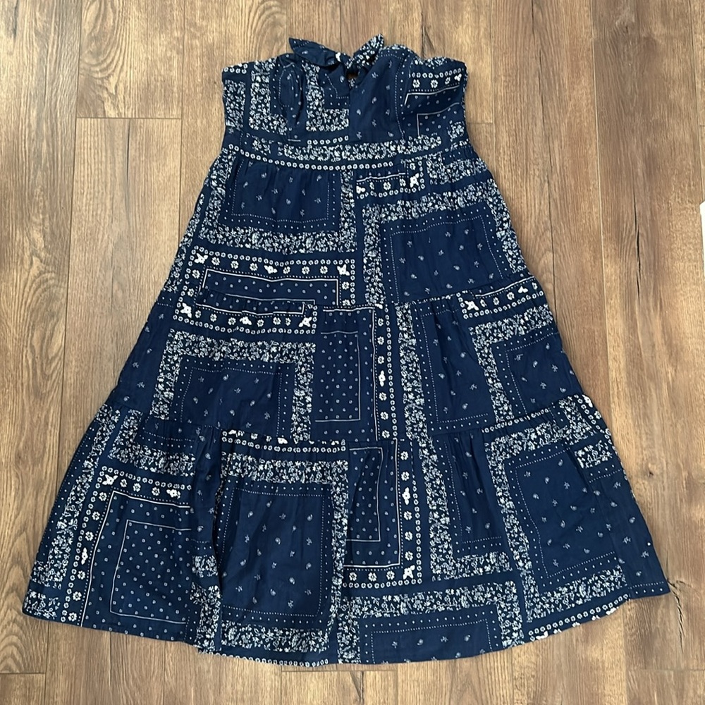 NWT Universal Threads Blue & White Floral Print Bandana Strapless Sundress